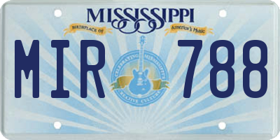 MS license plate MIR788