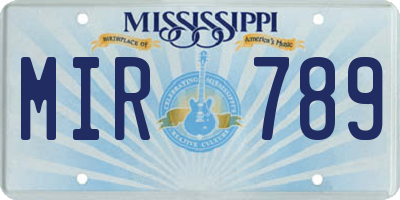 MS license plate MIR789