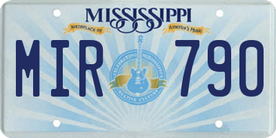 MS license plate MIR790