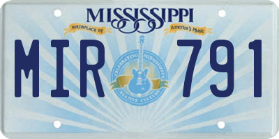 MS license plate MIR791