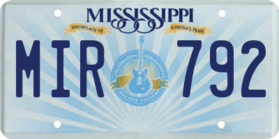 MS license plate MIR792