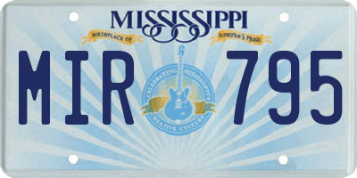 MS license plate MIR795