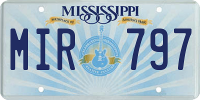 MS license plate MIR797