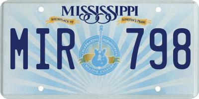 MS license plate MIR798