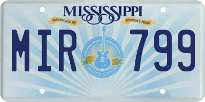 MS license plate MIR799