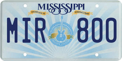 MS license plate MIR800