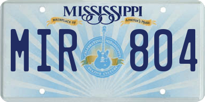 MS license plate MIR804