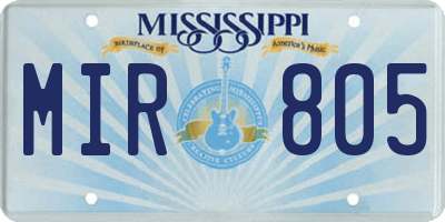 MS license plate MIR805