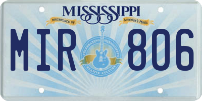 MS license plate MIR806