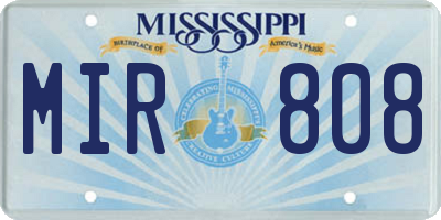MS license plate MIR808