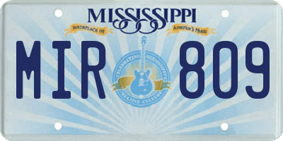 MS license plate MIR809