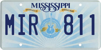 MS license plate MIR811
