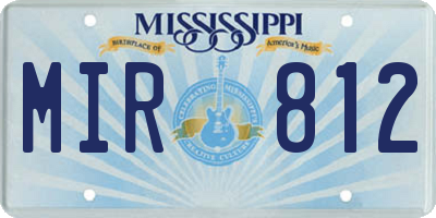 MS license plate MIR812