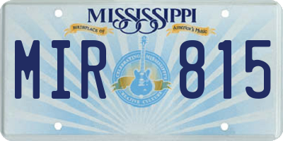 MS license plate MIR815