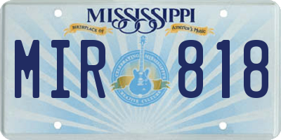 MS license plate MIR818