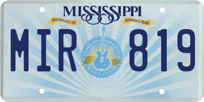 MS license plate MIR819