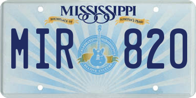 MS license plate MIR820