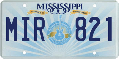 MS license plate MIR821