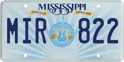 MS license plate MIR822