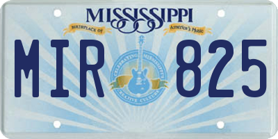 MS license plate MIR825