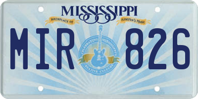 MS license plate MIR826
