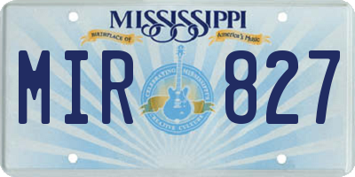 MS license plate MIR827