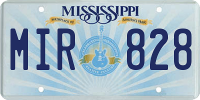 MS license plate MIR828