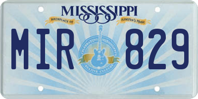 MS license plate MIR829