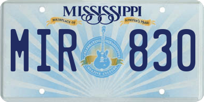 MS license plate MIR830