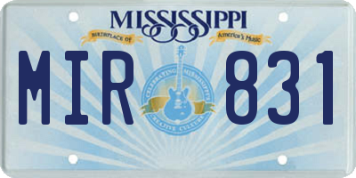 MS license plate MIR831