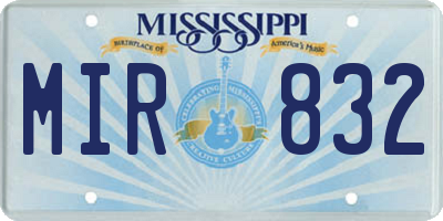 MS license plate MIR832