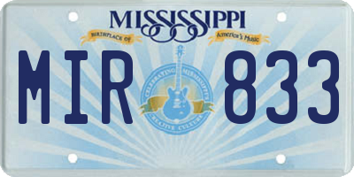 MS license plate MIR833