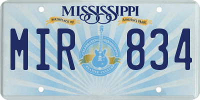 MS license plate MIR834