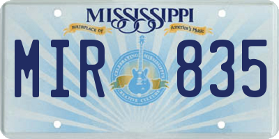 MS license plate MIR835