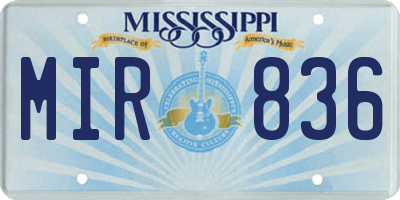 MS license plate MIR836