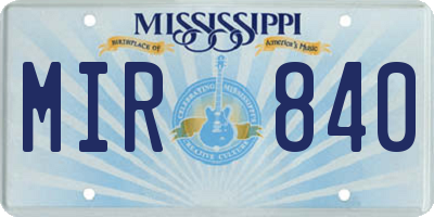 MS license plate MIR840