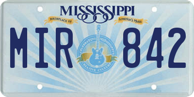 MS license plate MIR842