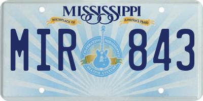 MS license plate MIR843