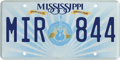 MS license plate MIR844