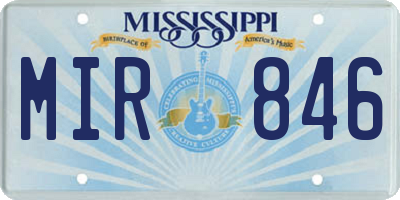 MS license plate MIR846
