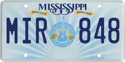 MS license plate MIR848