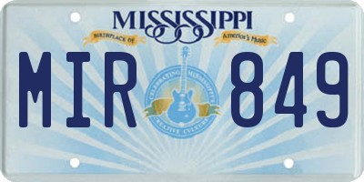 MS license plate MIR849