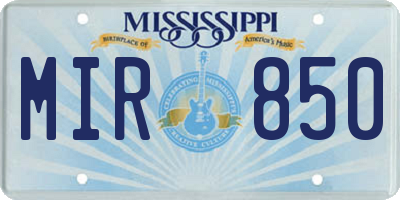 MS license plate MIR850