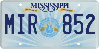 MS license plate MIR852