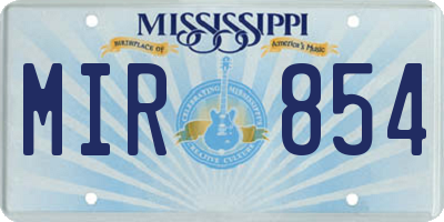 MS license plate MIR854