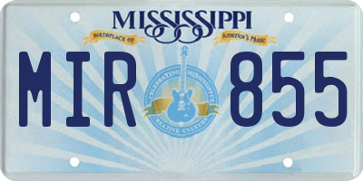 MS license plate MIR855