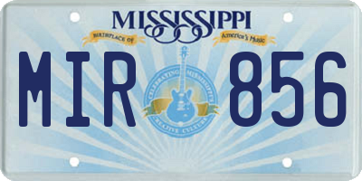 MS license plate MIR856