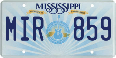 MS license plate MIR859