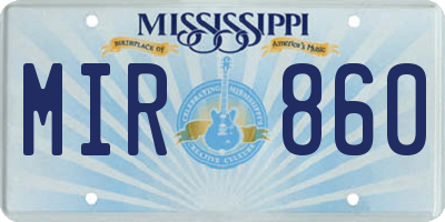 MS license plate MIR860