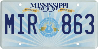 MS license plate MIR863